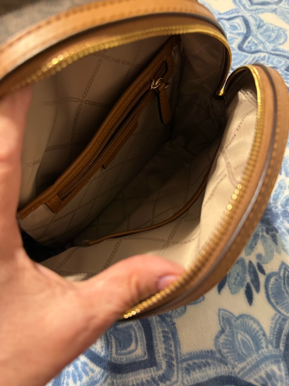 Michael Kors Brown MK Logo Dome Backpack with Gold Hardware - Picture 5 of 6